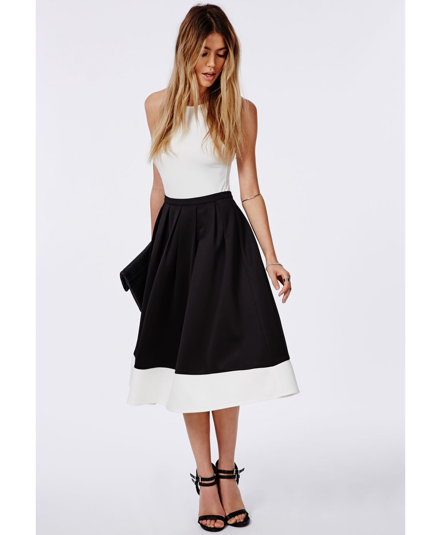 scuba midi skater skirt