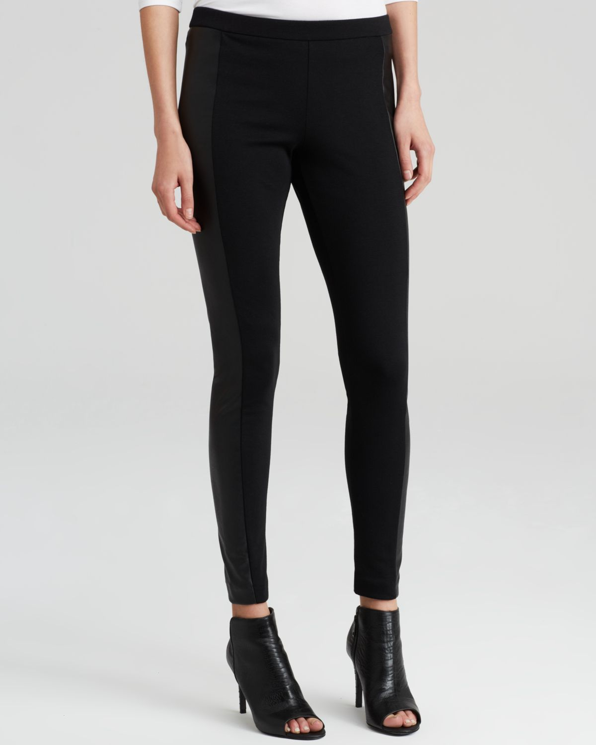 faux leather panel pants