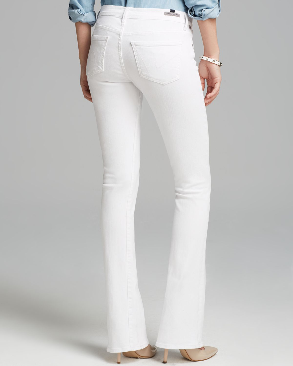 white bootleg jeans