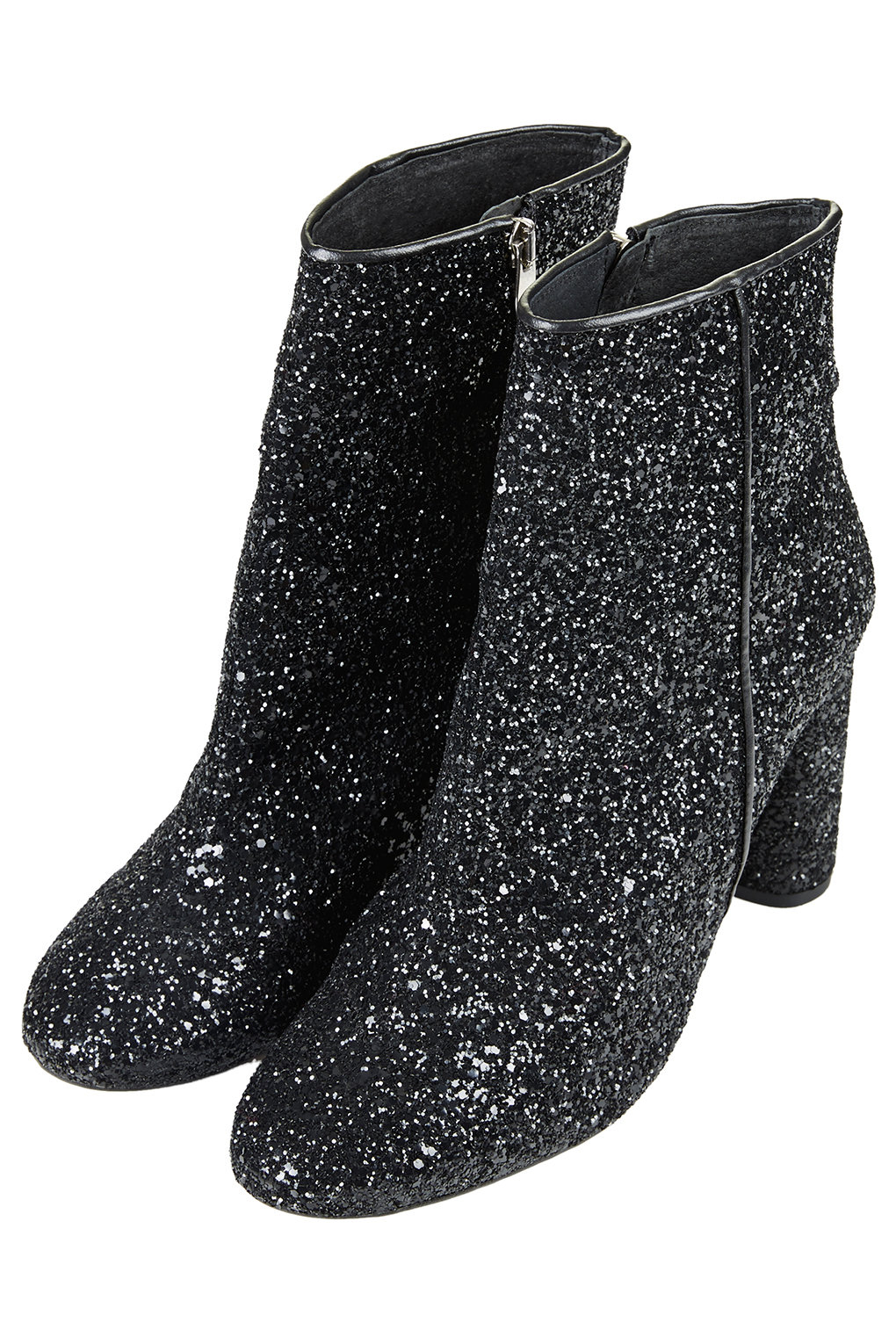 black glitter booties