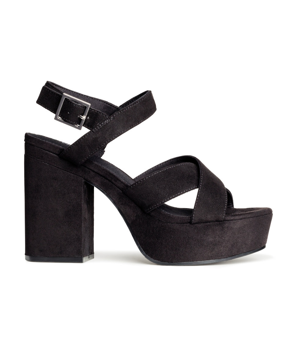 H&M Platform Sandals in Black | Lyst