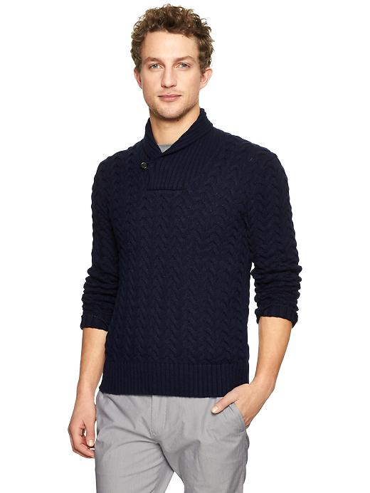 Gap Cable Shawl Sweater in Blue for Men (navy) | Lyst