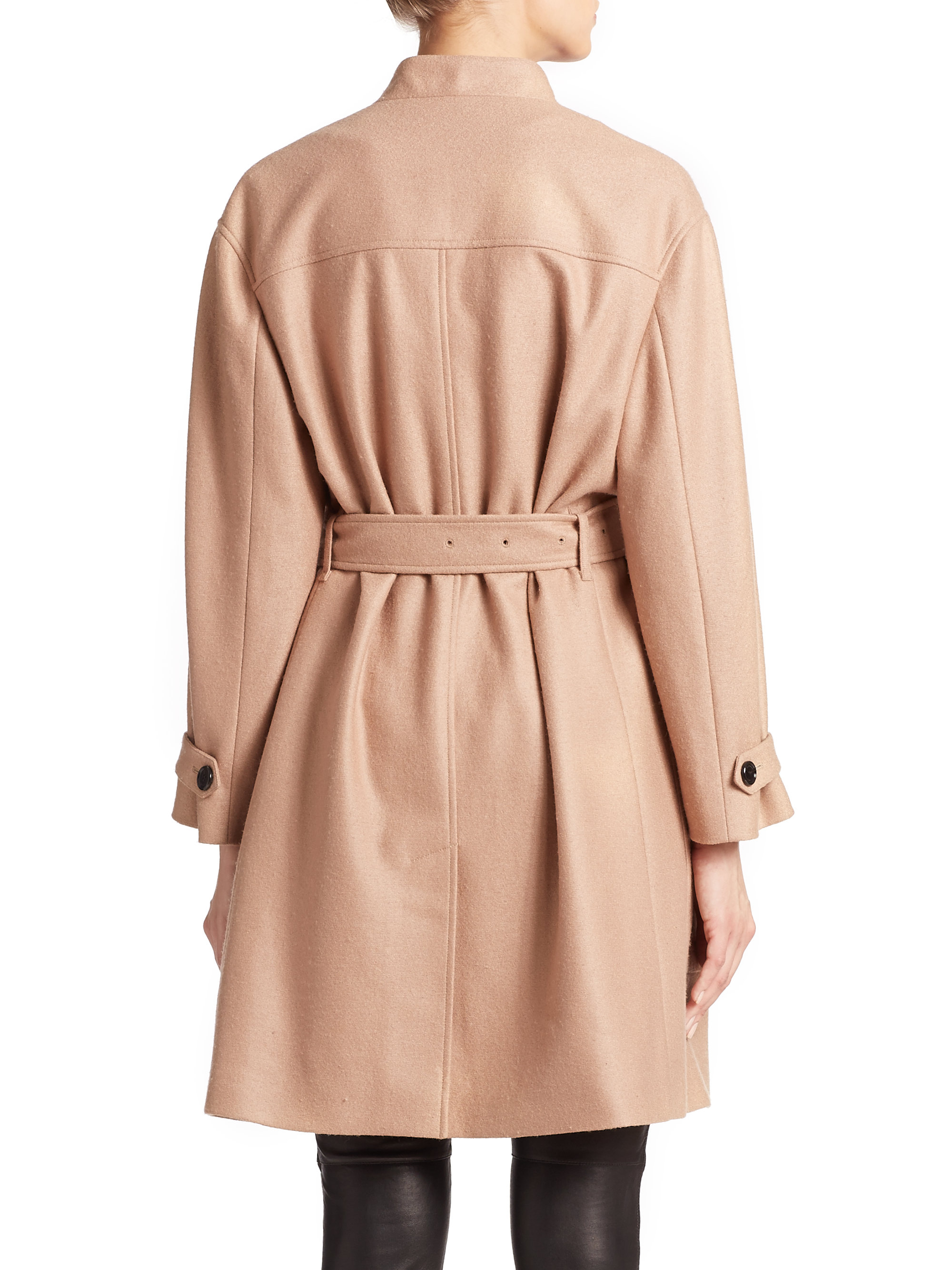 camel cashmere wrap coat