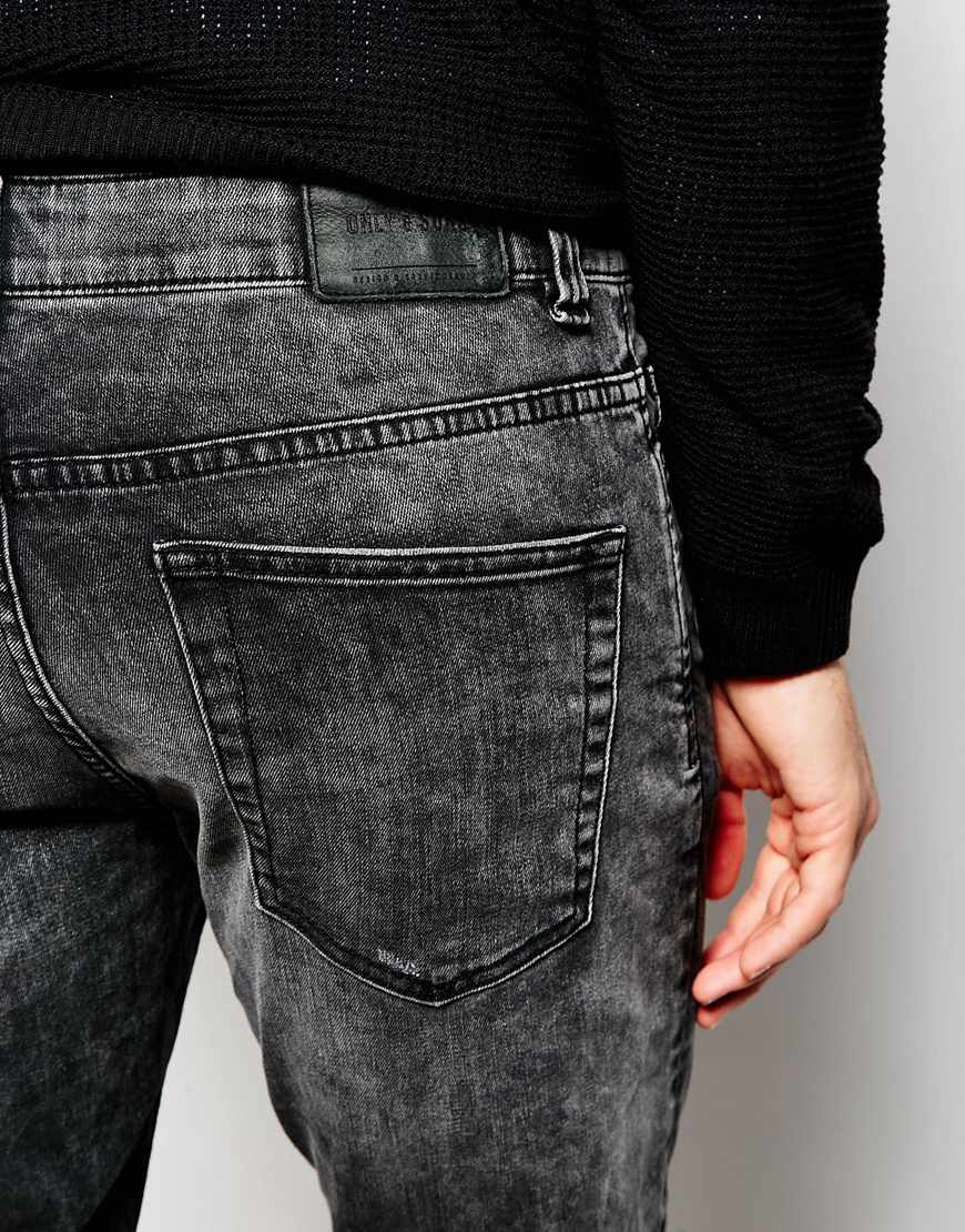 Pelagic moral mentalitet Only & Sons Acid Wash Black Jeans In Slim Fit in Gray for Men | Lyst