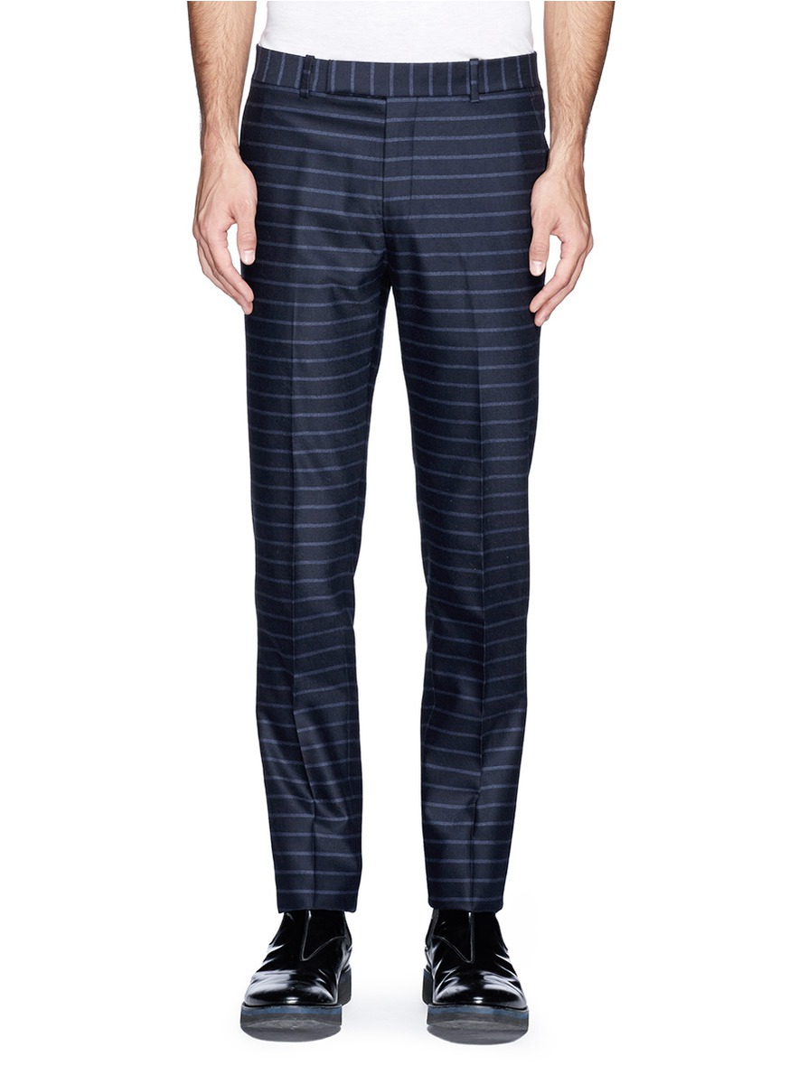 Lyst - Band of outsiders Horizontal Stripe Wool Twill Pants in Blue for Men