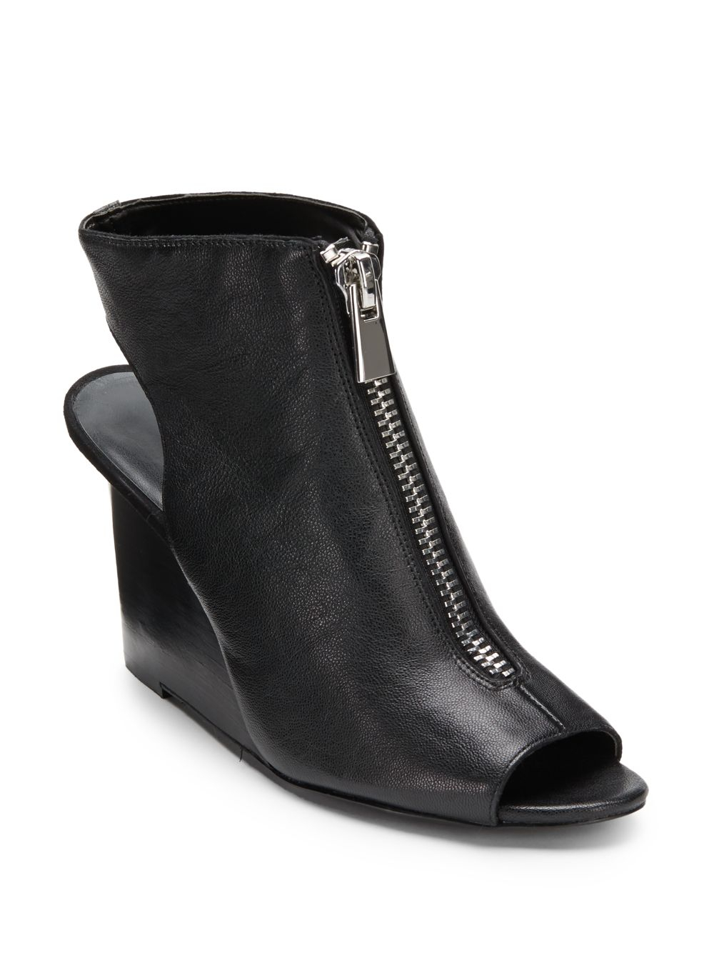 Nine West Hollyroot Peep-Toe Wedge Ankle Boots in Black