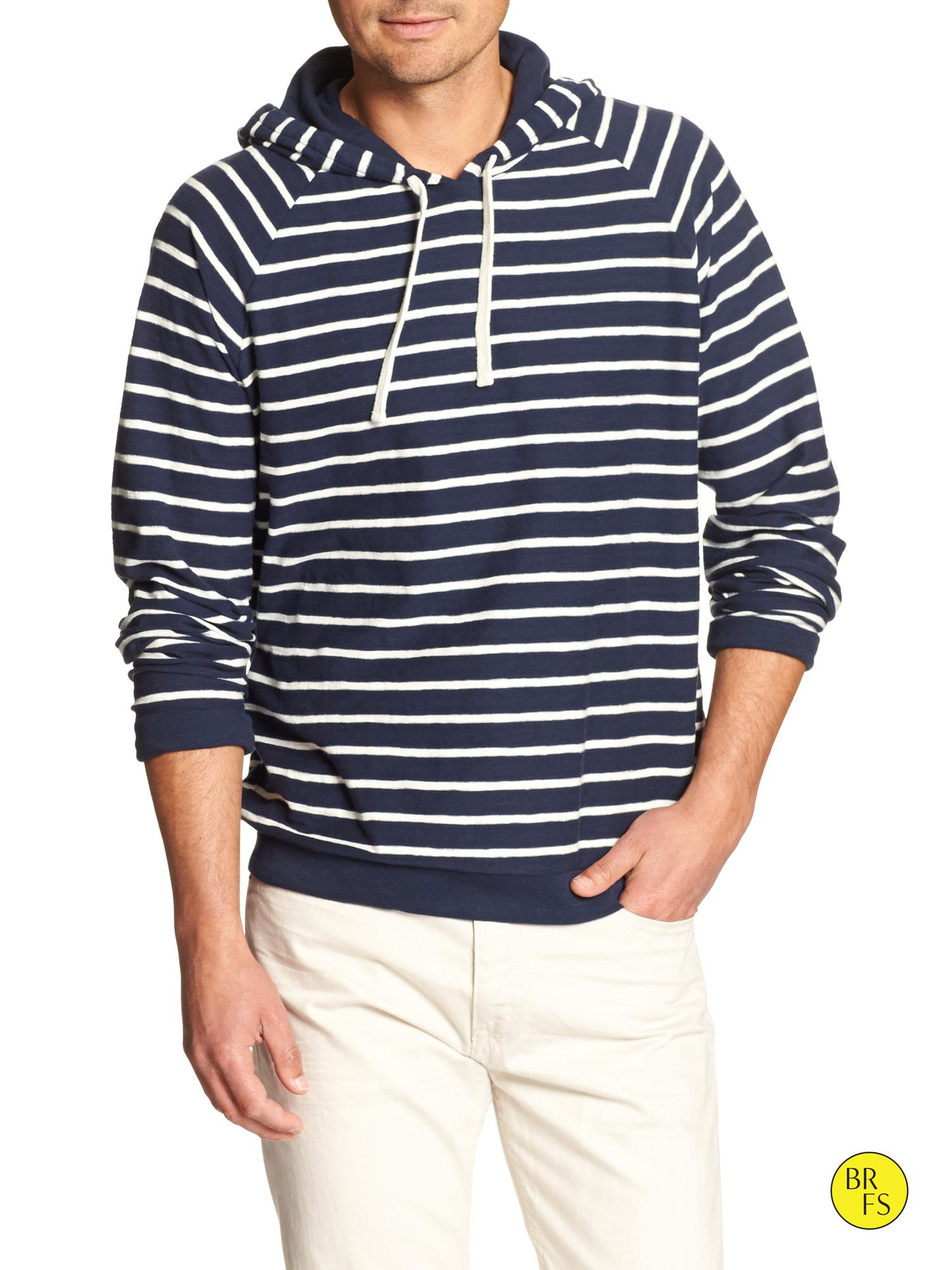 Banana republic Factory Stripe Pullover Hoodie in Blue for Men