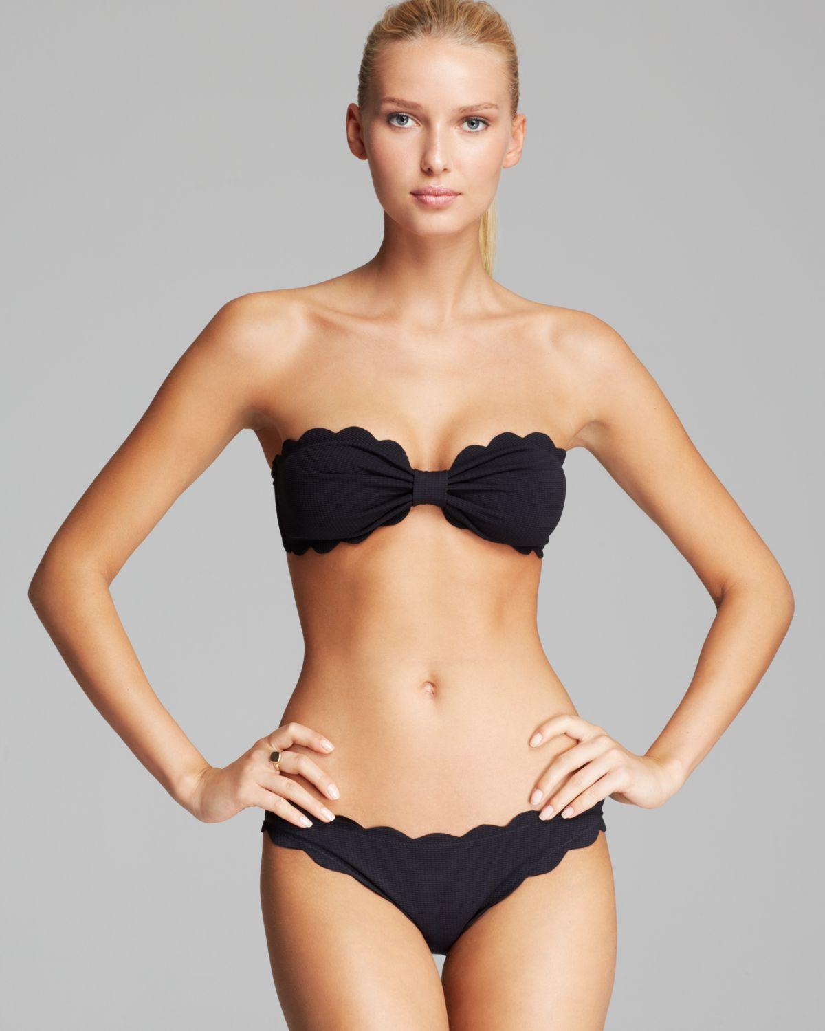 black scalloped bikini
