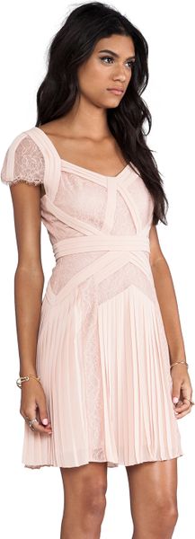Bcbgmaxazria Aris Short Sleeve Dress in Blush in Pink (Barely Pink) | Lyst