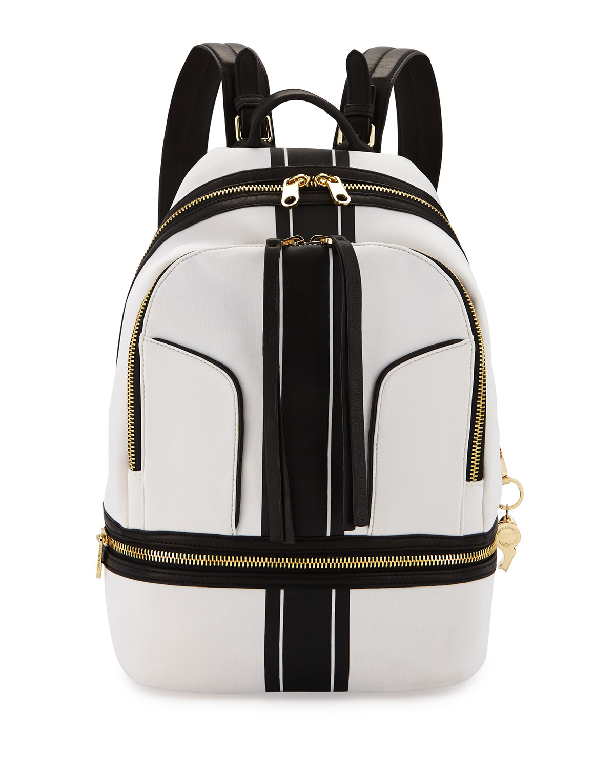 Cynthia rowley Brody Striped Scuba/leather Backpack in White | Lyst