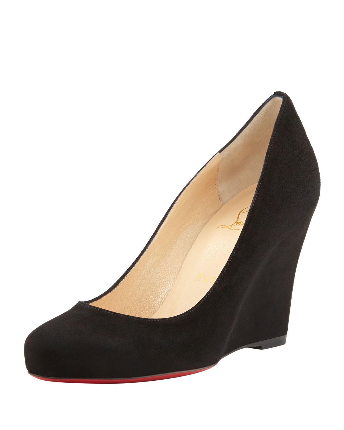 Christian Louboutin Melisa Suede Redsole Wedge Pump Black Lyst