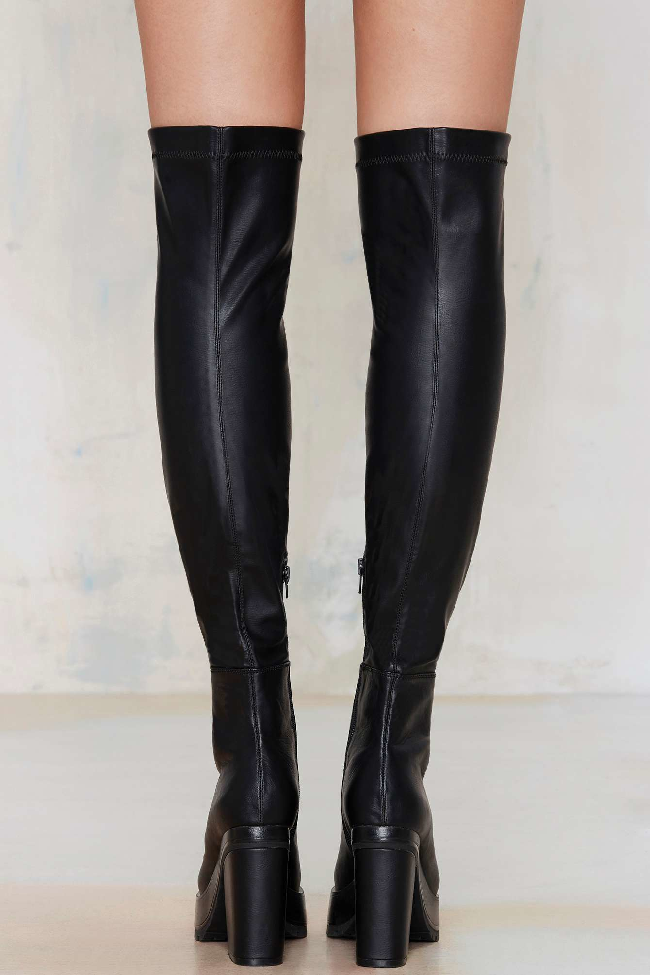E8 Leather Emi Over The Knee Platform Boot In Black Lyst