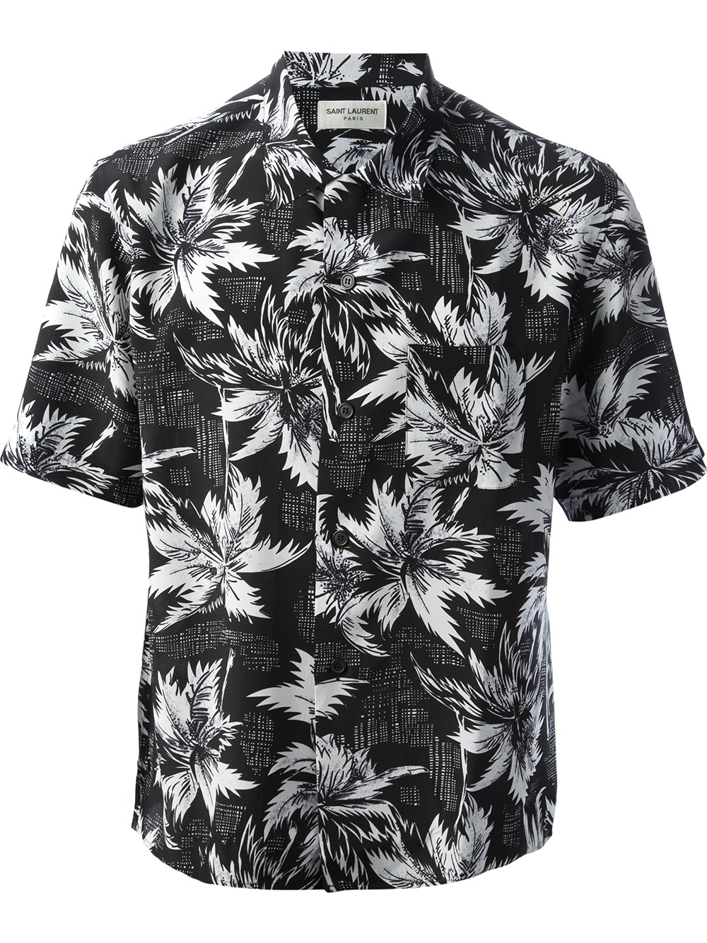 Saint Laurent Hawaiian Flower Printed Shirt in Black for Men | Lyst