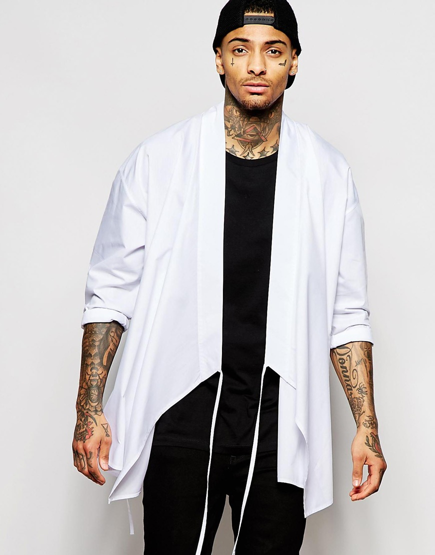 ASOS Wrap Around Kimono in White for Men | Lyst