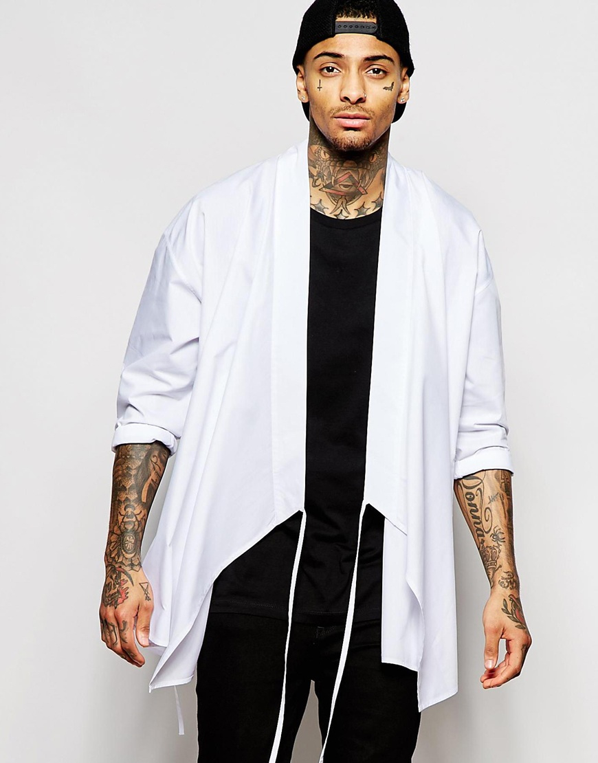 ASOS Wrap Around Kimono in White for Men Lyst