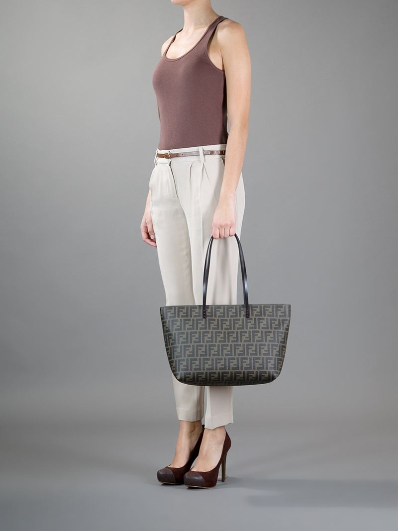 Fendi Ff Logo 'Roll' Tote Bag in Brown