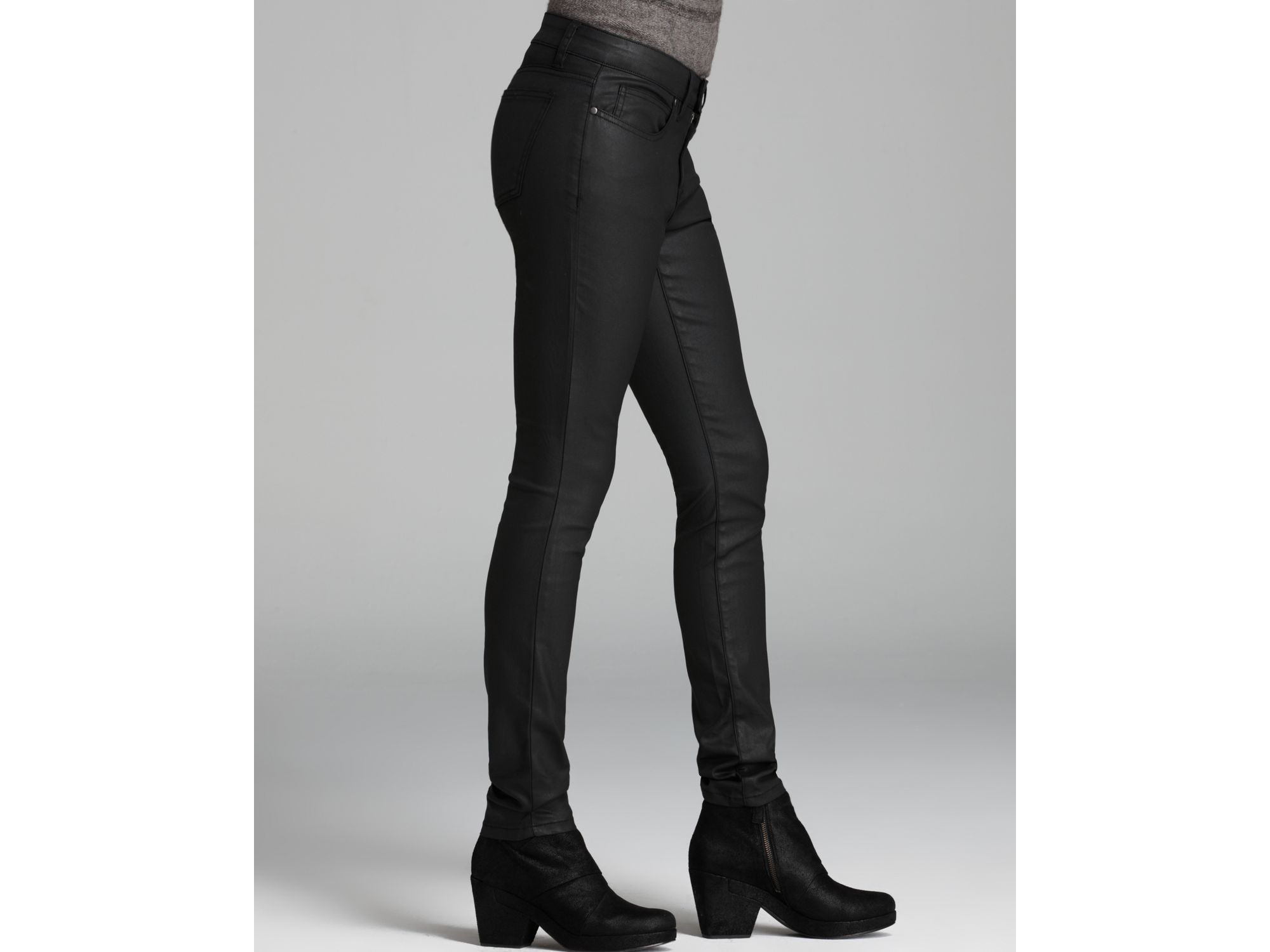Eileen Fisher Skinny Waxed Denim in Black Lyst