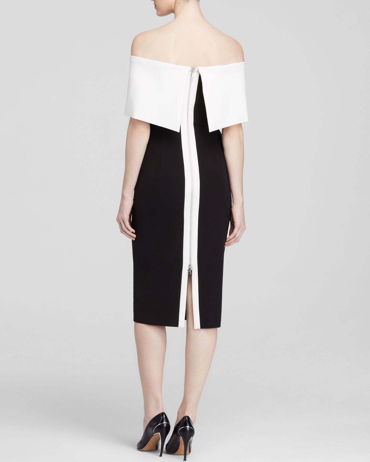 black and white bardot dress