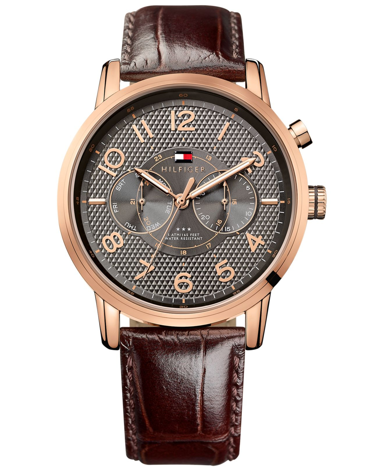 tommy hilfiger brown leather watch
