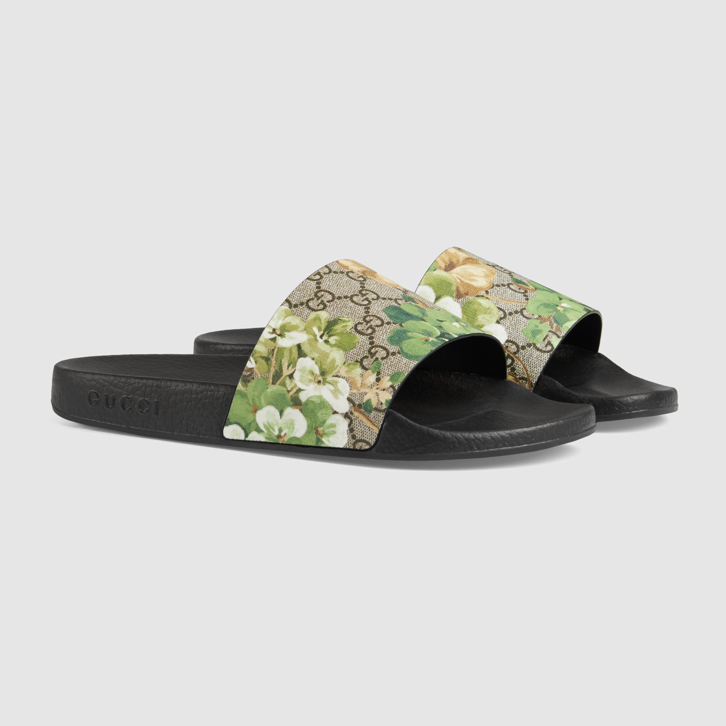 neon green gucci slides
