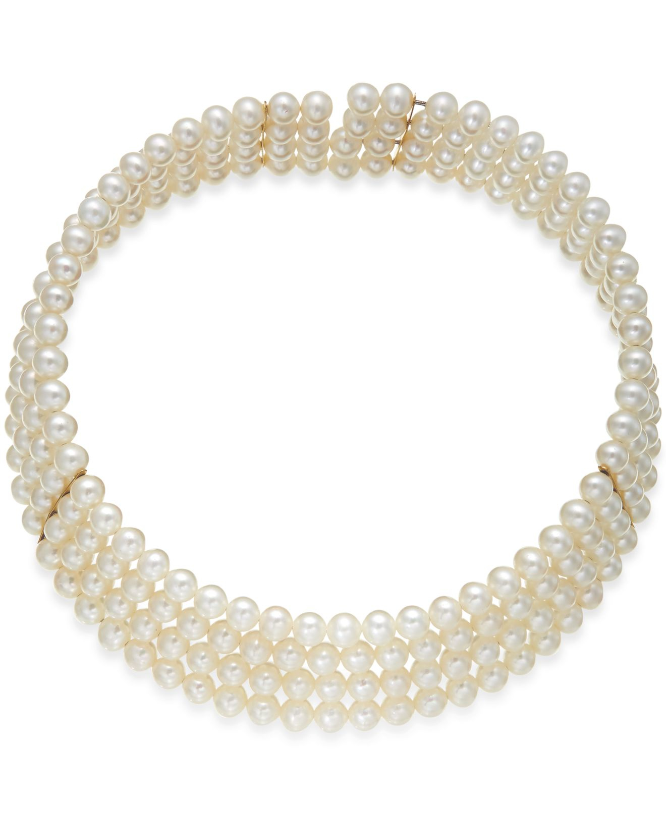 Macy&#39;s Cultured Freshwater Pearl Collar Necklace (6-1/2mm) In 14k Gold in White | Lyst