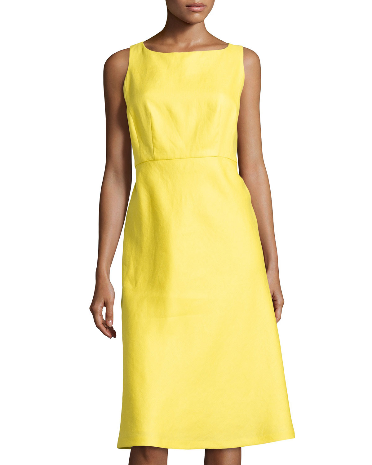 Lafayette 148 new york Dora Linen Sleeveless Dress in Yellow | Lyst