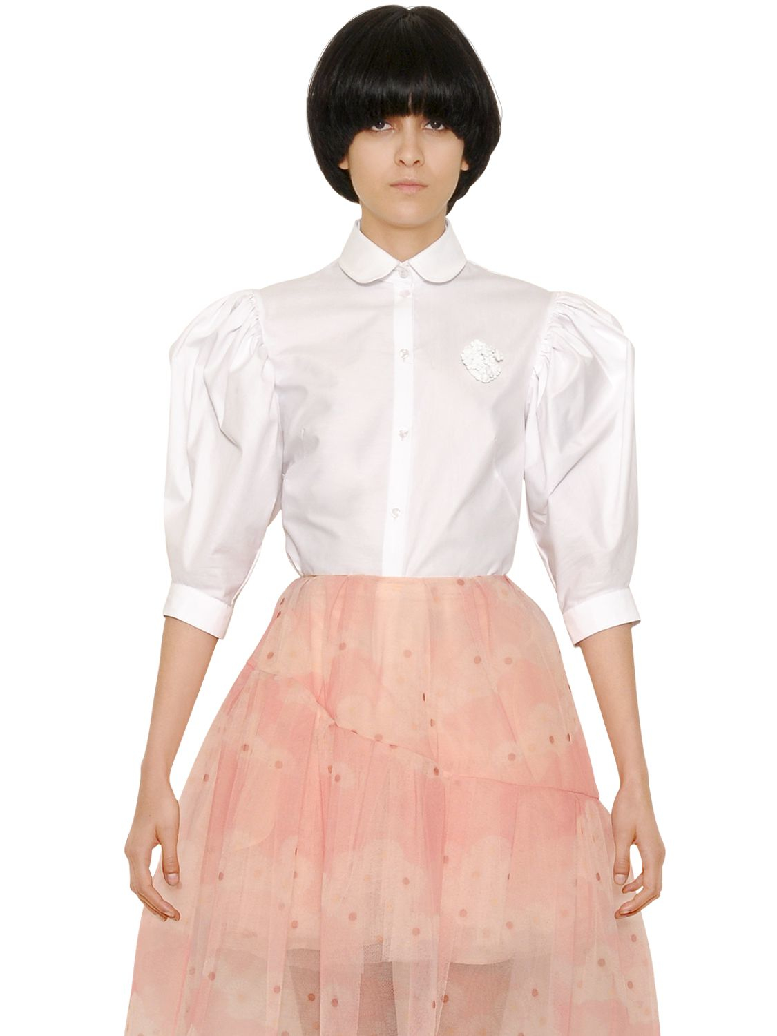 Lyst Rocha Puff Sleeves Cotton Poplin Shirt In White lyst rocha puff sleeves cotton poplin shirt in white