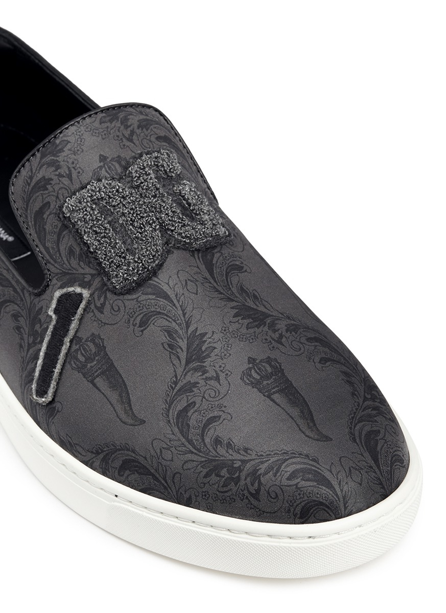 Dolce & gabbana Patchwork Skate Slipons in Gray for Men Lyst