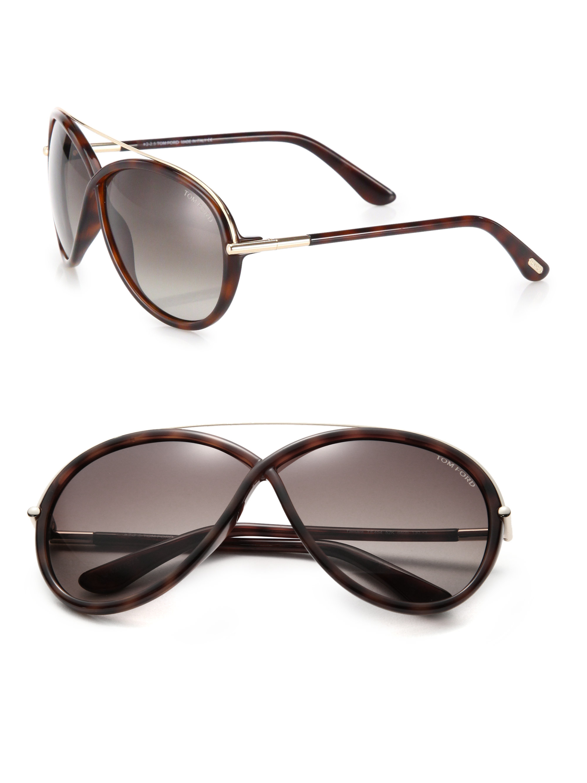 Tom Ford 64mm Injected Oversized Oval Sunglasses In Black Lyst 