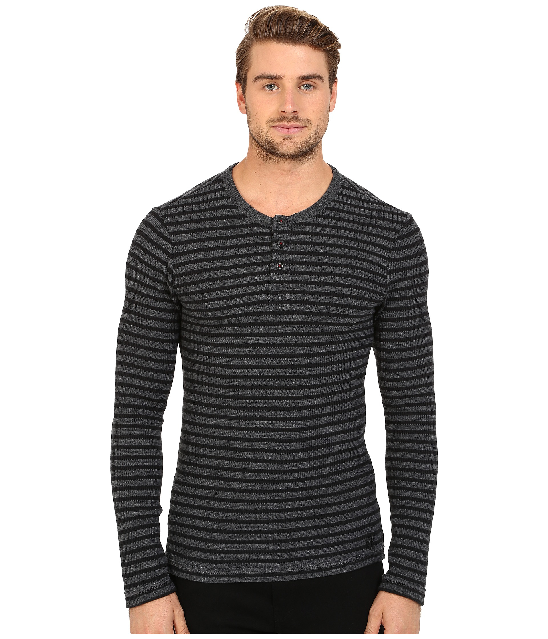 Download Mavi Striped Long Sleeve T-shirt in Dark Grey Melange ...