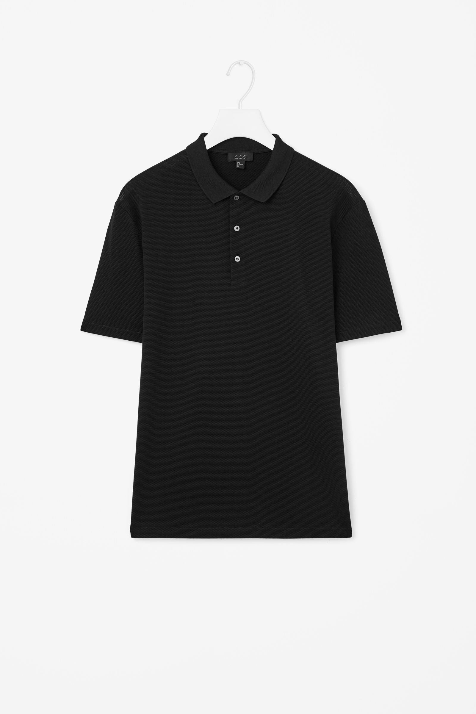 Cos Textured Polo Shirt in Black for Men | Lyst