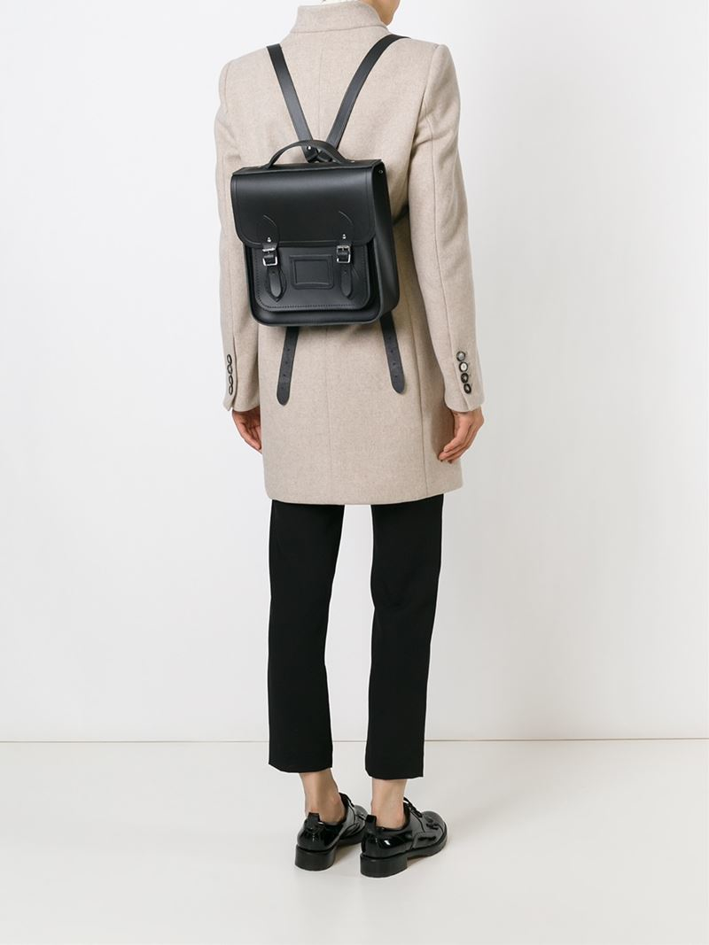 black leather satchel backpack