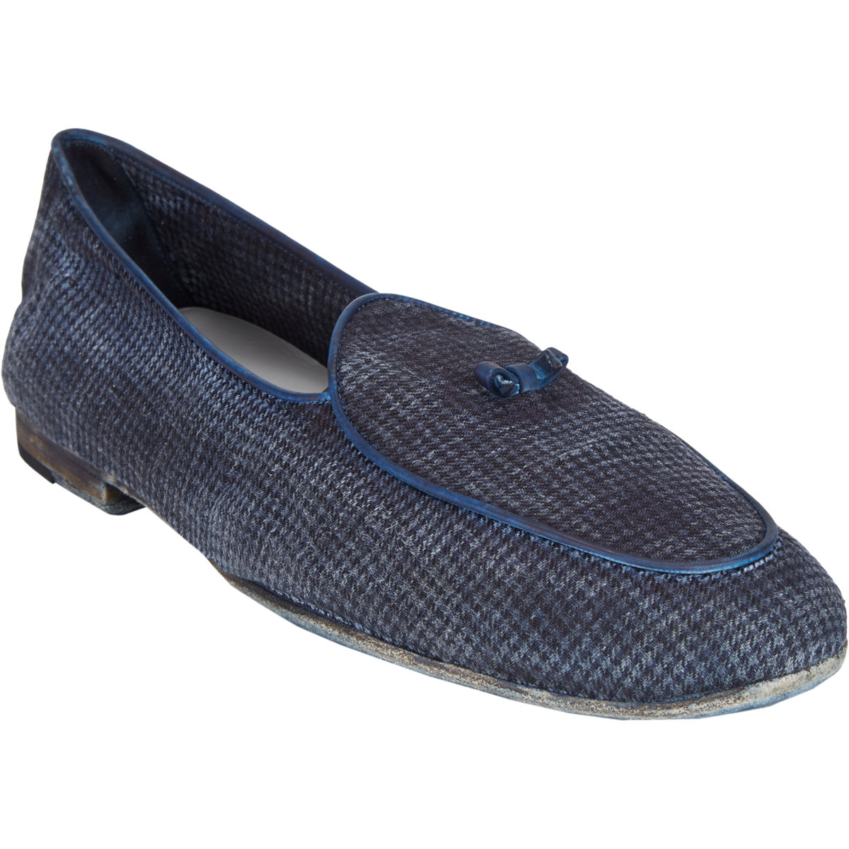 Massimo alba Piped Houndstooth Belgian Loafers in Blue for Men | Lyst