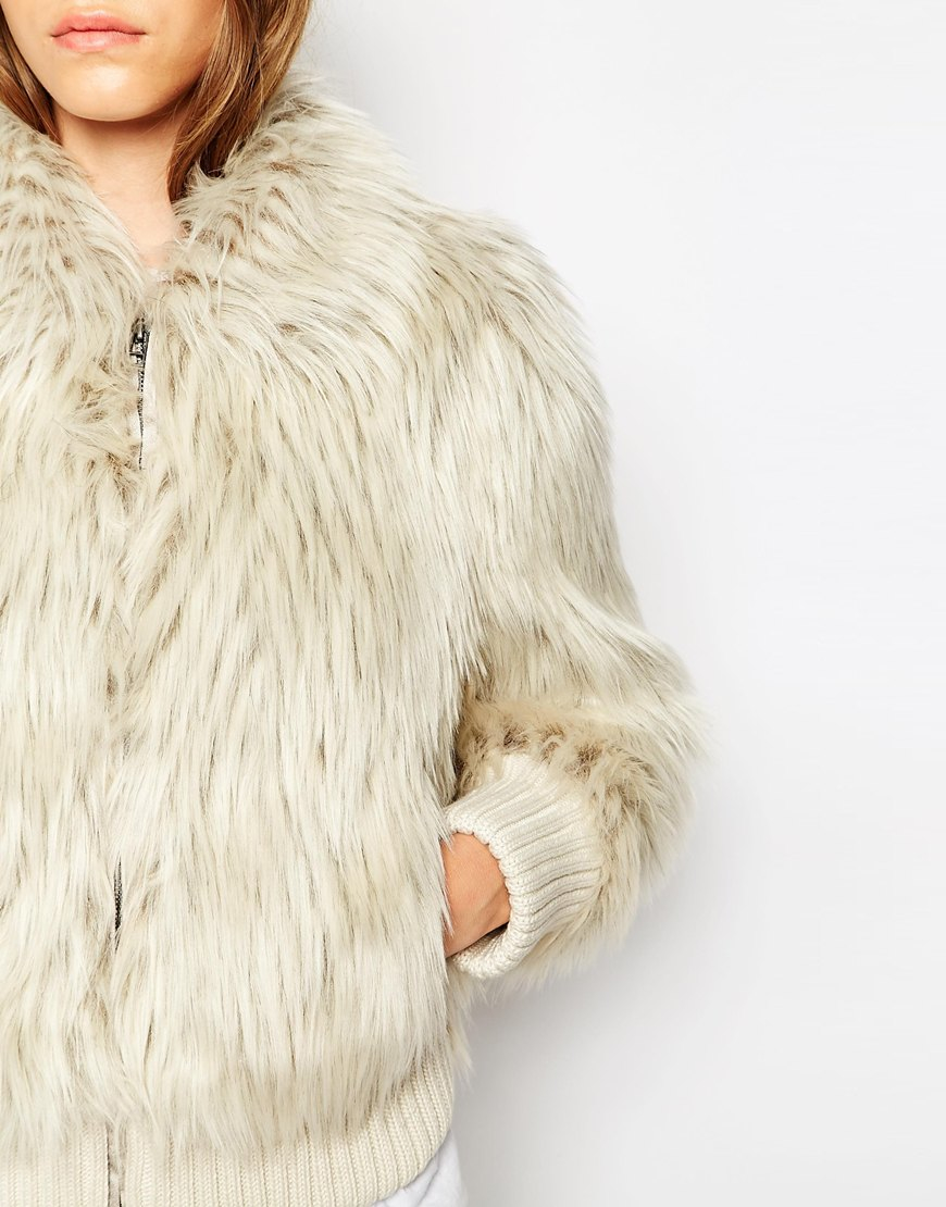 Lyst Urbancode Faux Fur Jacket In Polar Bear in Natural