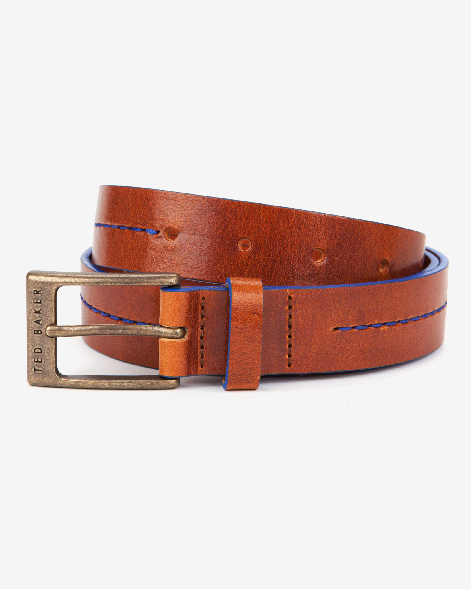 Ted Baker Stitched Leather Belt in Tan (Brown) for Men - Lyst