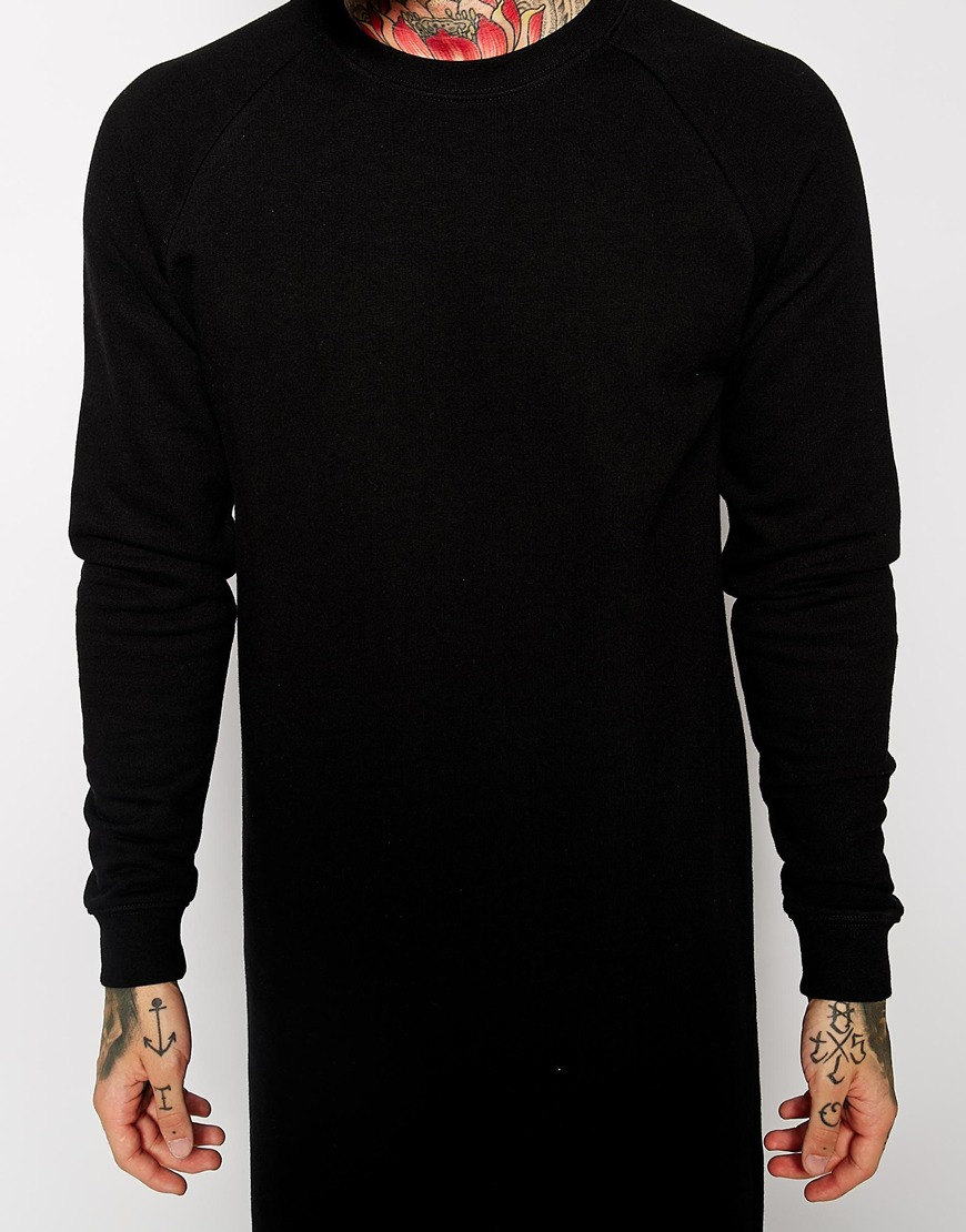 ASOS Extreme Longline Sweatshirt With Crew Neck in Black for Men | Lyst