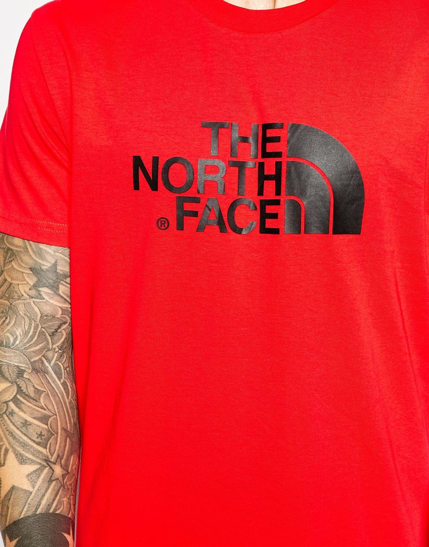 the north face t shirt red