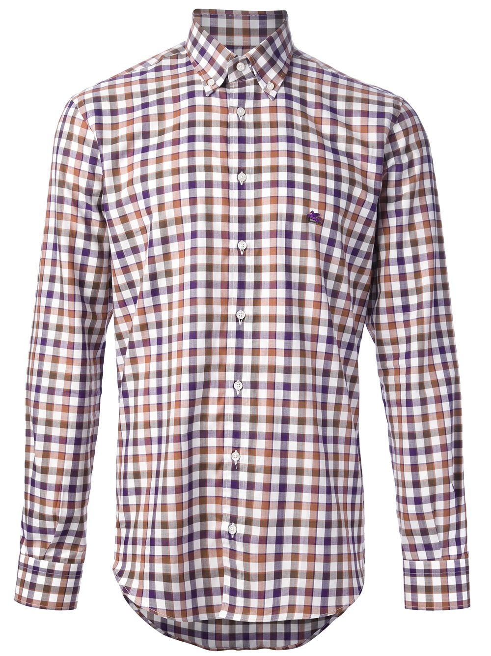Etro Checked Dress Shirt in Brown for Men - Lyst