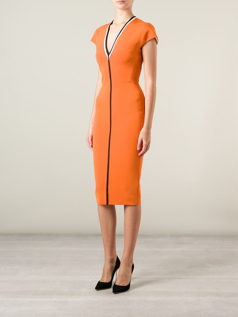 Victoria beckham orange dress cheap