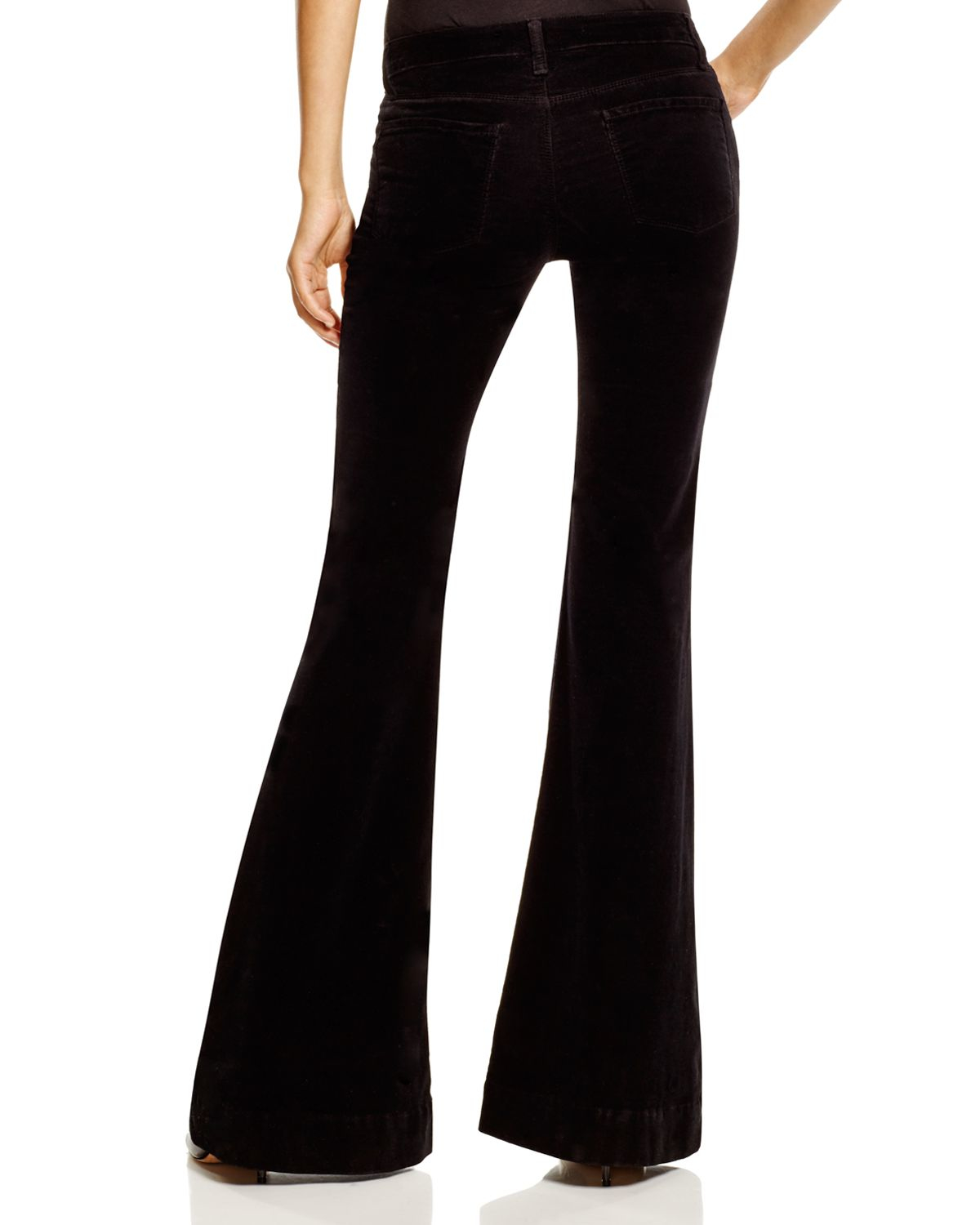 J brand Bella Velvet Flare Jeans in Black | Lyst
