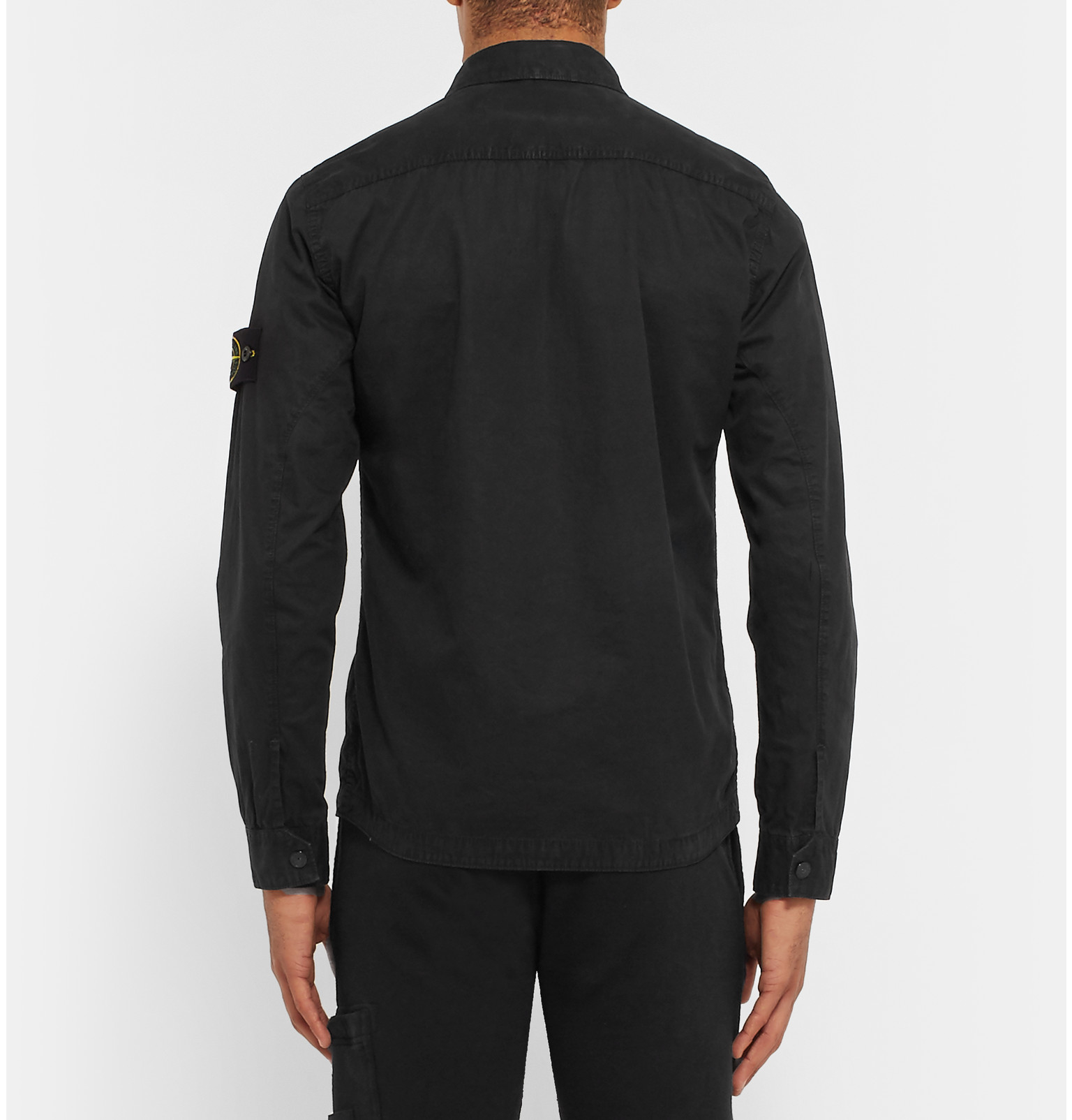 Stone Island Slim-fit Cotton-canvas Overshirt in Black for Men - Lyst