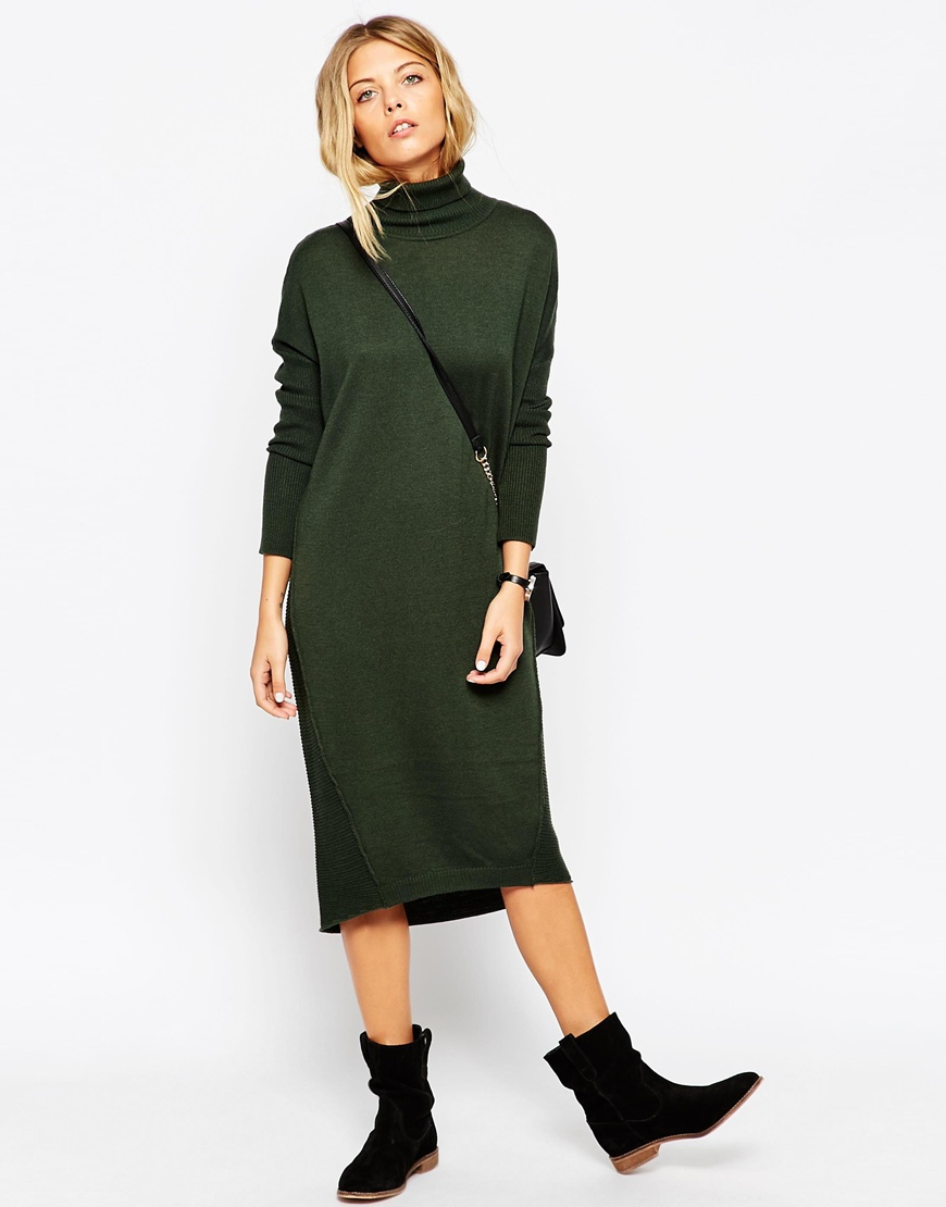 khaki green jumper dress