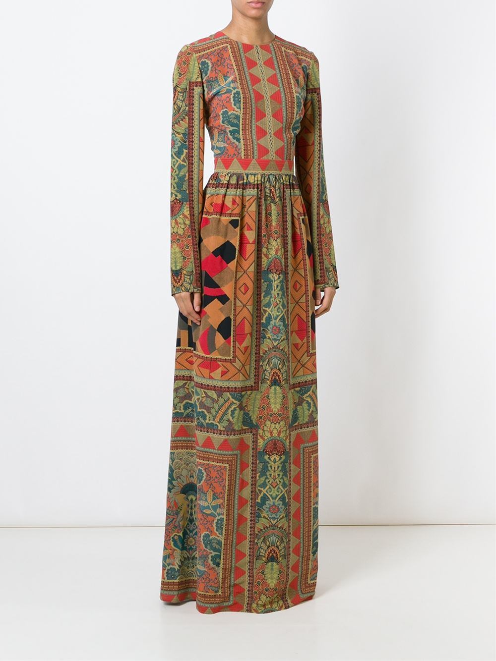 Etro Long Mixed Print Dress | Lyst