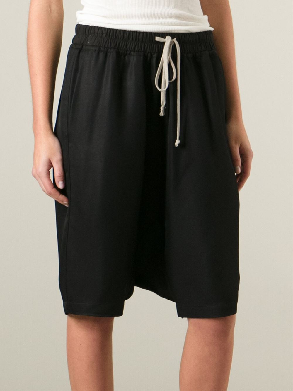 Rick Owens Loose Fit Knee Length Shorts in Black for Men - Lyst