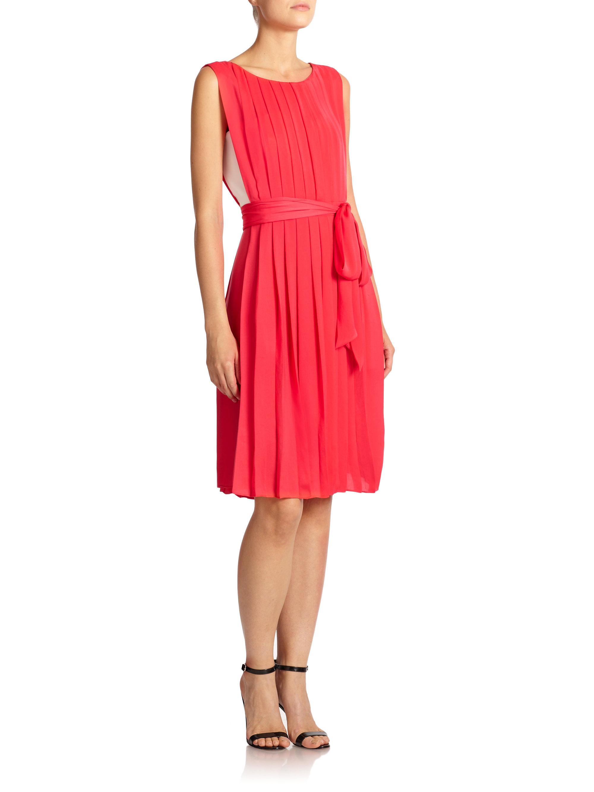 Lyst L'Agence Pleated Dress in Red