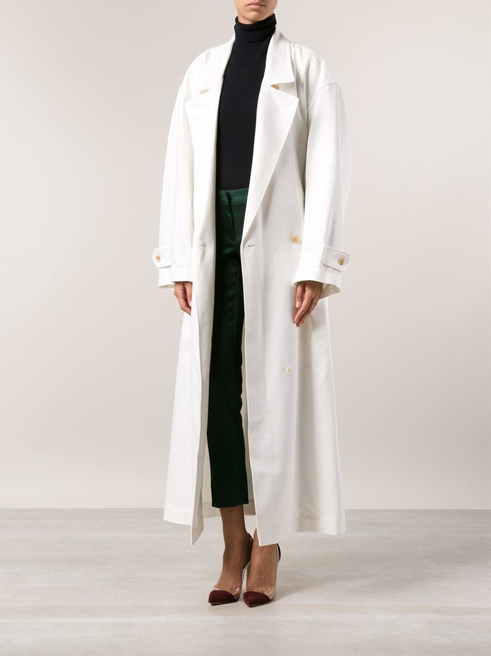white full length coat