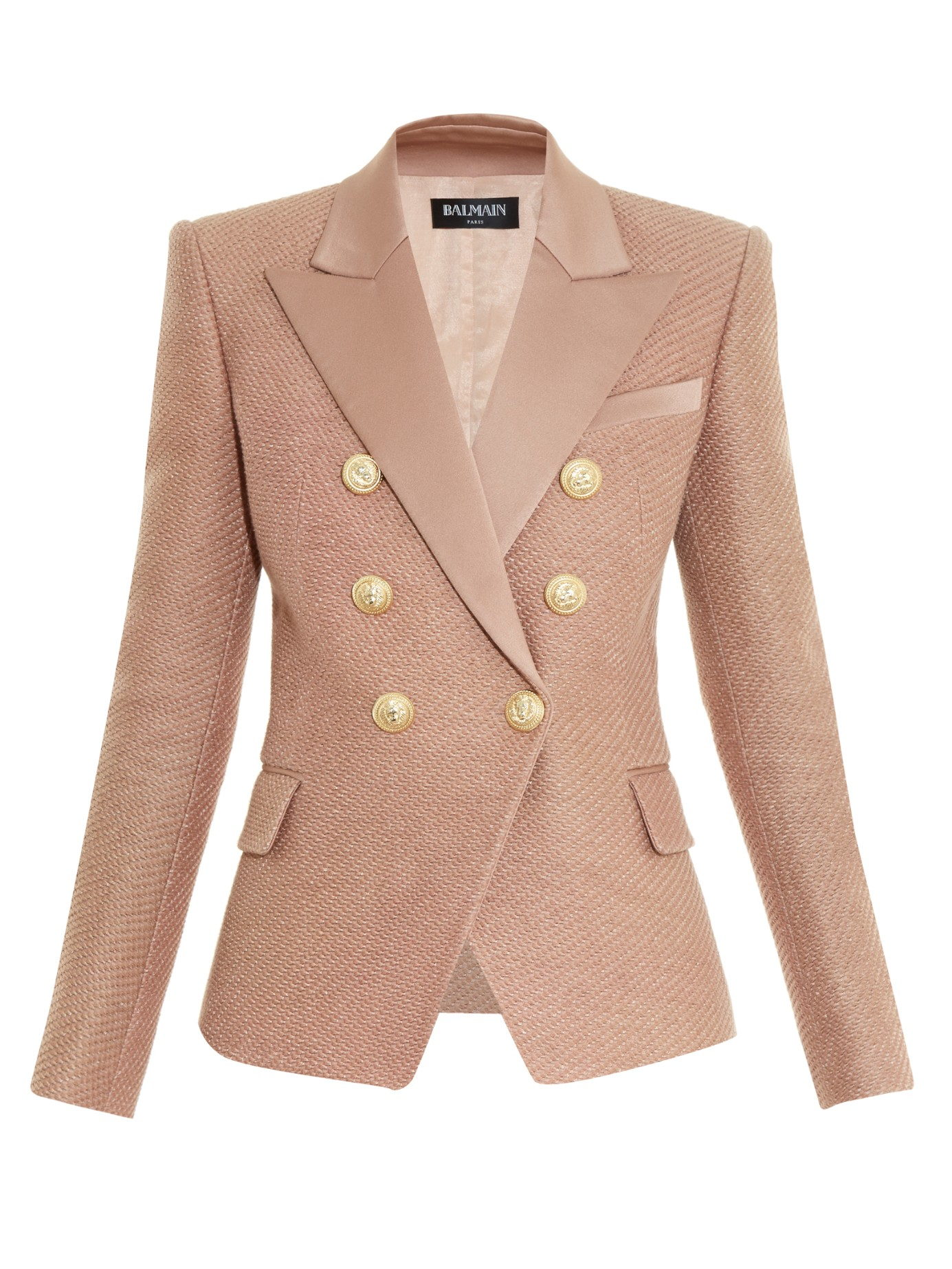 Balmain Double-Breasted Tailored Cotton Jacket in Nude (Natural) - Lyst