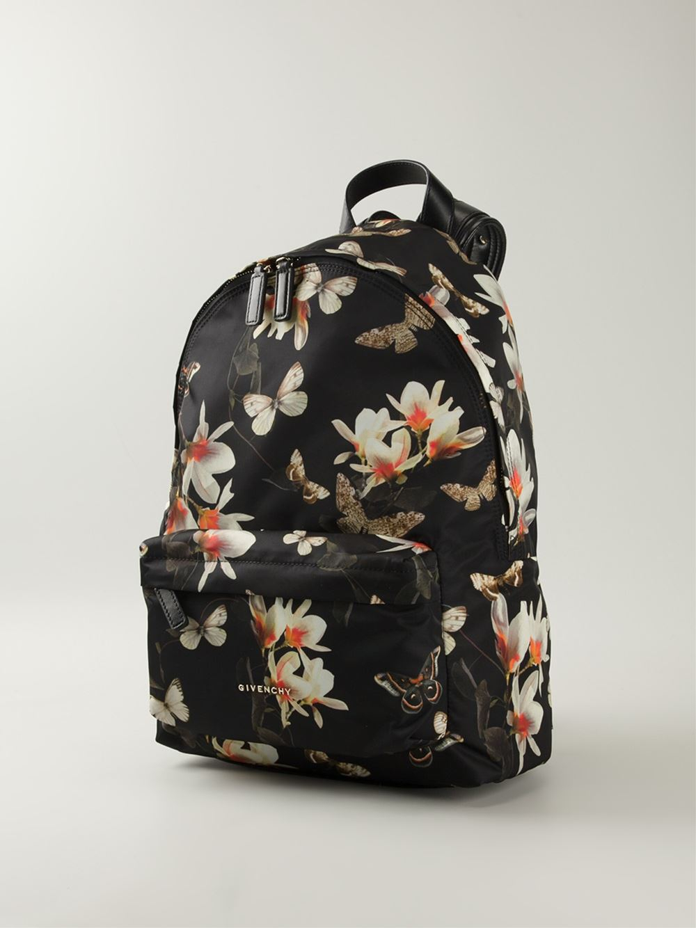 black floral backpack