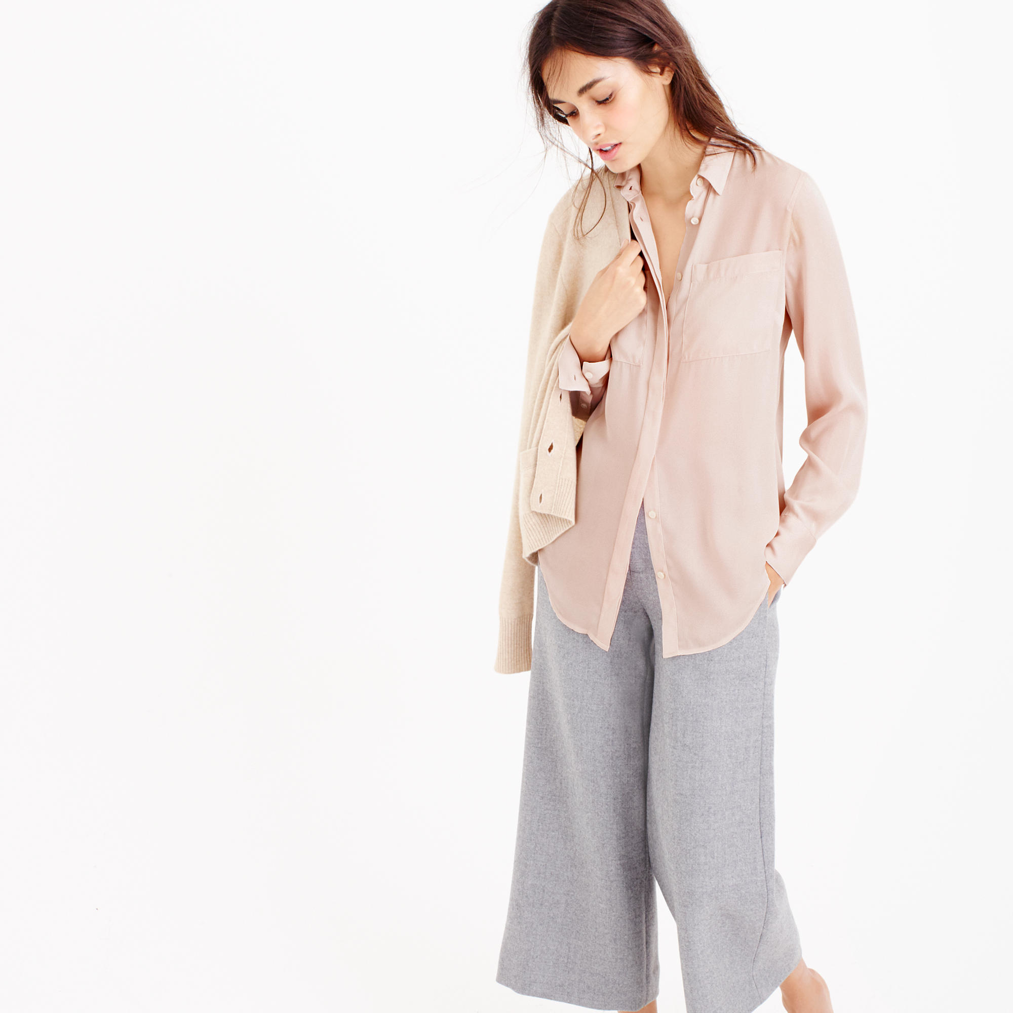 J.crew Silk Pocket Blouse in Pink (picturesque pink) | Lyst