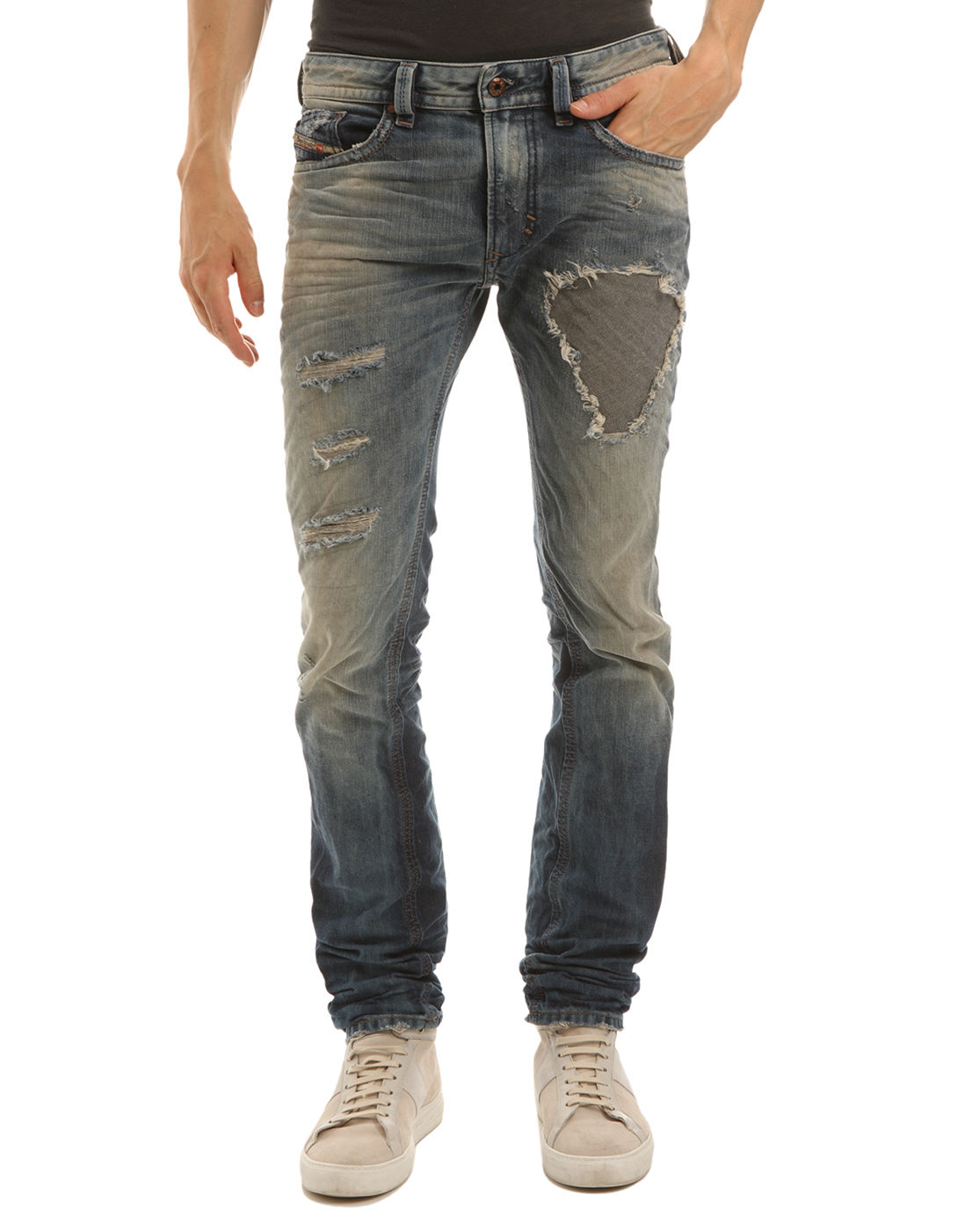 Diesel Thavar Slim Fit Vintage Ripped Blue Jeans in Blue for Men | Lyst